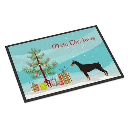 Carolines Treasures 18 x 27 in. Doberman Pinscher Christmas Tree Indoor or Outdoor Mat CK3535MAT